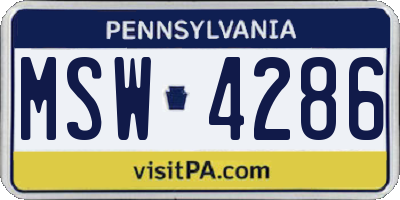 PA license plate MSW4286