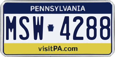 PA license plate MSW4288