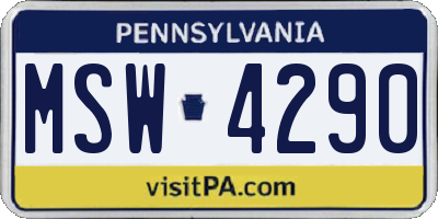 PA license plate MSW4290
