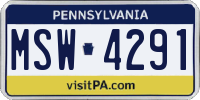 PA license plate MSW4291