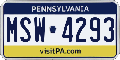PA license plate MSW4293