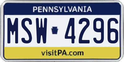 PA license plate MSW4296