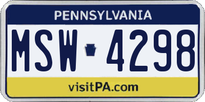 PA license plate MSW4298