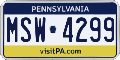 PA license plate MSW4299