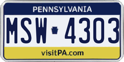 PA license plate MSW4303