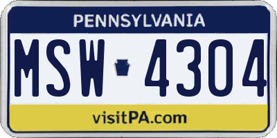 PA license plate MSW4304