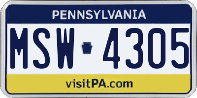 PA license plate MSW4305