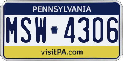 PA license plate MSW4306