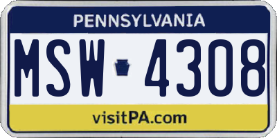 PA license plate MSW4308