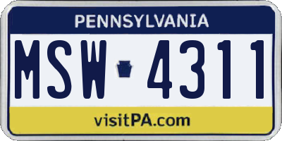 PA license plate MSW4311