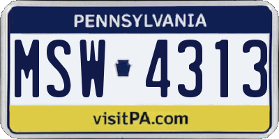 PA license plate MSW4313
