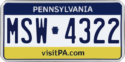 PA license plate MSW4322