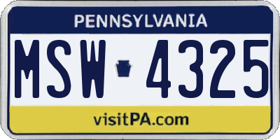 PA license plate MSW4325