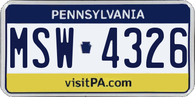 PA license plate MSW4326