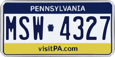 PA license plate MSW4327