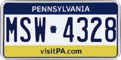 PA license plate MSW4328