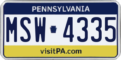 PA license plate MSW4335