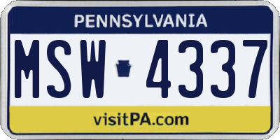 PA license plate MSW4337