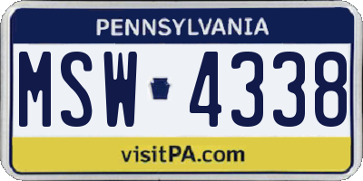 PA license plate MSW4338