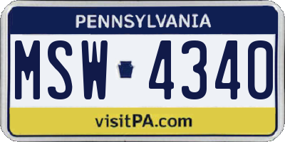 PA license plate MSW4340