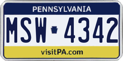 PA license plate MSW4342