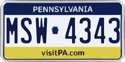 PA license plate MSW4343