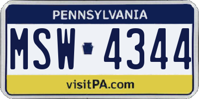 PA license plate MSW4344