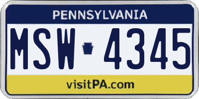 PA license plate MSW4345