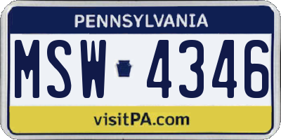 PA license plate MSW4346