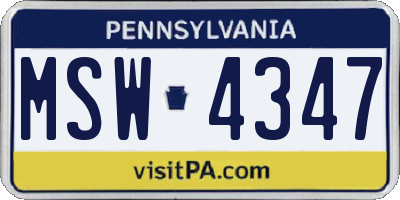 PA license plate MSW4347