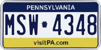 PA license plate MSW4348