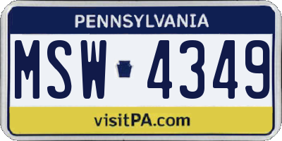 PA license plate MSW4349