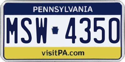PA license plate MSW4350