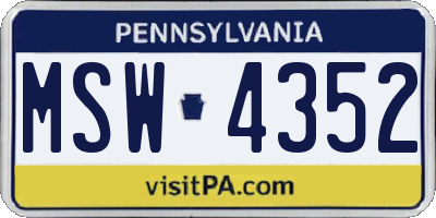 PA license plate MSW4352
