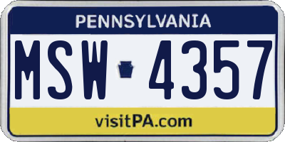 PA license plate MSW4357