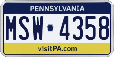 PA license plate MSW4358