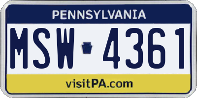 PA license plate MSW4361