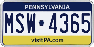 PA license plate MSW4365