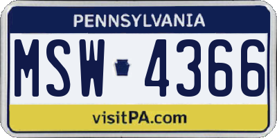 PA license plate MSW4366