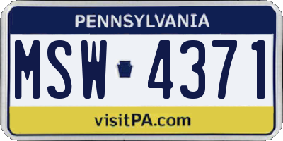 PA license plate MSW4371