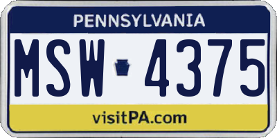 PA license plate MSW4375