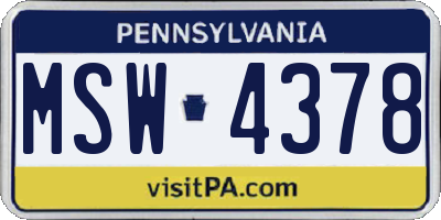 PA license plate MSW4378