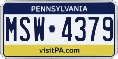 PA license plate MSW4379