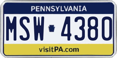 PA license plate MSW4380