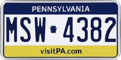 PA license plate MSW4382