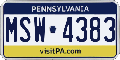 PA license plate MSW4383