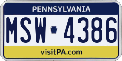 PA license plate MSW4386