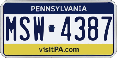 PA license plate MSW4387