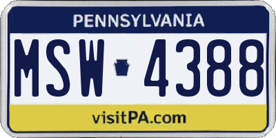 PA license plate MSW4388