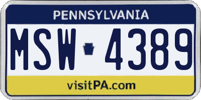 PA license plate MSW4389